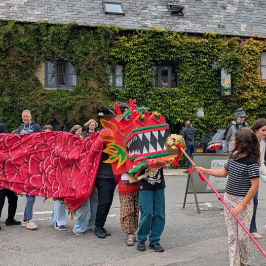 Burford Primary School dragon at Charlbury Street Fair.